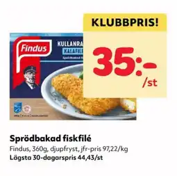 Priso Hemköp Findus Sprödbakad fiskfilé erbjuda