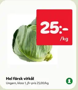 Priso Hemköp Hel färsk vitkål erbjuda