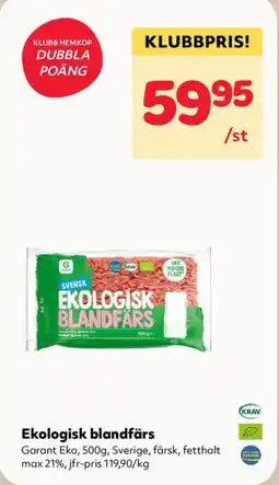 Priso Hemköp Garant Ekologisk blandfärs erbjuda