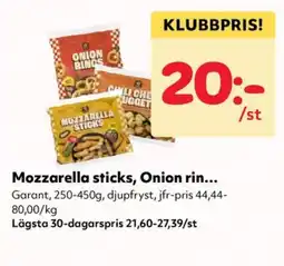 Priso Hemköp Garant Mozzarella sticks, Onion rin.. erbjuda