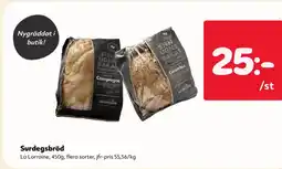 Priso Hemköp La Lorraine Surdegsbröd erbjuda