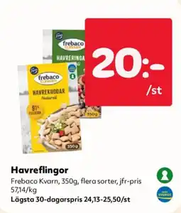 Priso Hemköp Frebaco Kvarn Havreflingor erbjuda