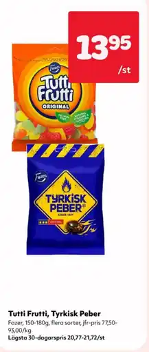 Priso Hemköp Fazer Tutti Frutti, Tyrkisk Peber erbjuda