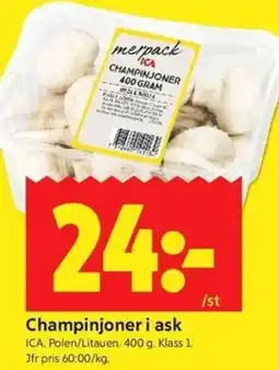 ICA Kvantum ICA Champinjoner i ask erbjuda