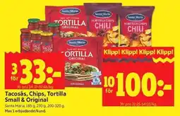 ICA Kvantum Santa Maria Tacosås, Chips, Tortilla Small & Original erbjuda