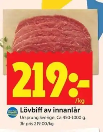 ICA Kvantum Lövbiff av innanlår erbjuda
