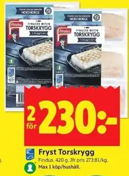 ICA Kvantum Findus Fryst Torskrygg erbjuda