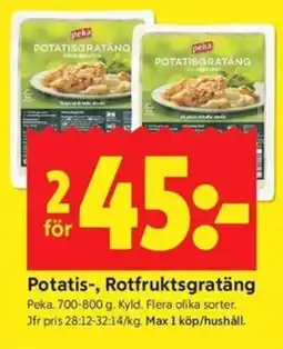 ICA Kvantum Peka Potatis-, Rotfruktsgratäng erbjuda