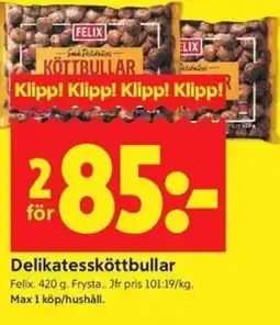 ICA Kvantum Felix Delikatessköttbullar erbjuda