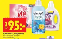 ICA Kvantum Via, Comfort Tvättmedel, sköljmedel erbjuda