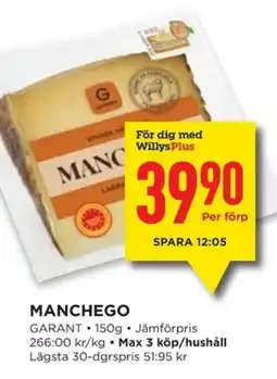 Willys GARANT Manchego erbjuda