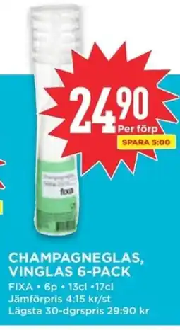 Willys FIXA Champagneglas, vinglas 6-pack erbjuda