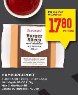 Willys ELDORADO Hamburgerost erbjuda