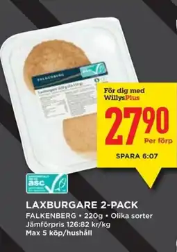 Willys FALKENBERG Laxburgare 2-pack erbjuda