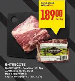 Willys NATURKÖTT Entrecôte erbjuda