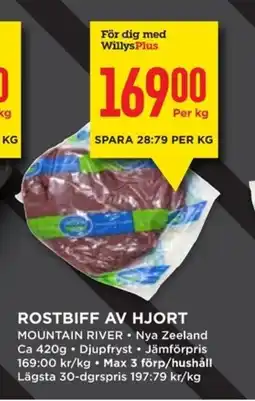 Willys Rostbiff av hjort erbjuda