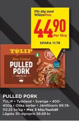 Willys TULIP Pulled pork erbjuda