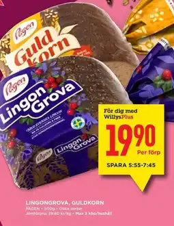Willys PÅGEN Lingongrova, guldkorn erbjuda