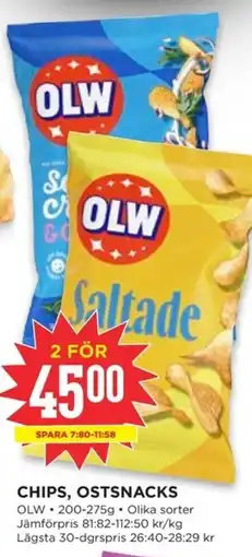 Willys OLW Chips, ostsnacks erbjuda