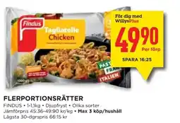 Willys FINDUS Flerportionsrätter erbjuda