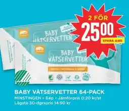 Willys MINSTINGEN Baby våtservetter 64-pack erbjuda