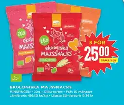 Willys MINSTINGEN Ekologiska majssnacks erbjuda