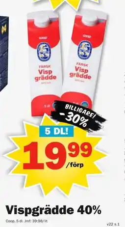 Pekås Vispgrädde 40% erbjuda