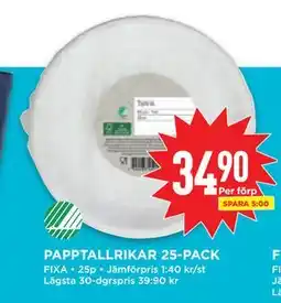 Willys PAPPTALLRIKAR 25-PACK erbjuda