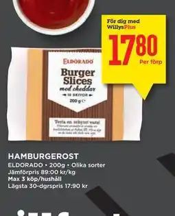 Willys HAMBURGEROST, Medlemspris erbjuda