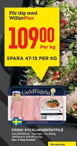 Willys FÄRSK KYCKLINGBRÖSTFILÉ, Medlemspris erbjuda