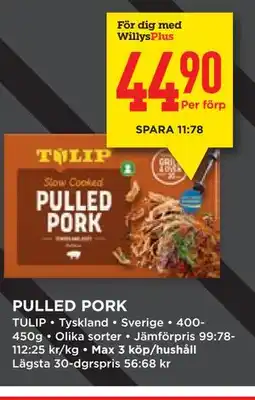 Willys PULLED PORK, Medlemspris erbjuda