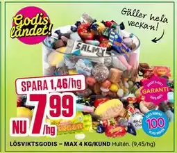 ÖoB LÖSVIKTSGODIS – MAX 4 KG/KUND erbjuda