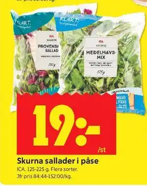 ICA Kvantum Skurna sallader i påse erbjuda
