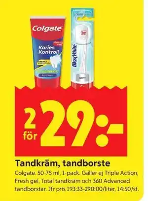 ICA Kvantum Tandkräm, tandborste erbjuda