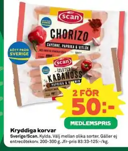 Coop Daglivs Kryddiga korvar, Medlemspris erbjuda