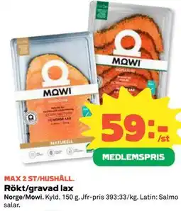 Coop Daglivs Rökt/gravad lax, Medlemspris erbjuda