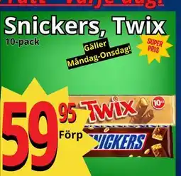 Supergrossen Snickers, Twix erbjuda