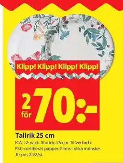 ICA Kvantum Tallrik 25 cm erbjuda