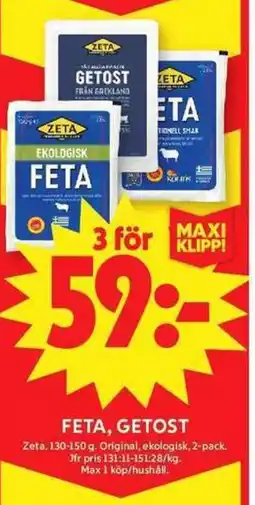 ICA Maxi ZETA Feta, getost erbjuda