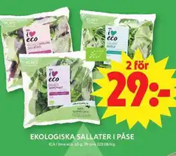 ICA Maxi ICA Ekologiska sallater i påse erbjuda