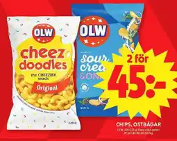 ICA Maxi OLW Chips, ostbågar erbjuda