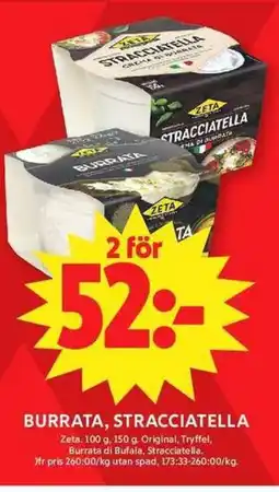 ICA Maxi Zeta Burrata, stracciatella erbjuda