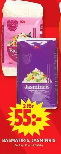 ICA Maxi ICA Basmatiris, jasminris erbjuda