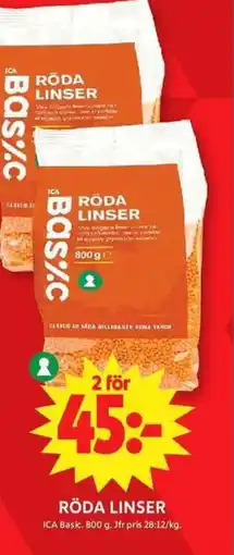 ICA Maxi ICA Basic Röda linser erbjuda