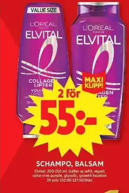 ICA Maxi Elvital Schampo, balsam erbjuda