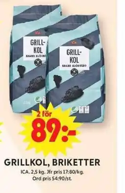 ICA Maxi ICA Grillkol, briketter erbjuda
