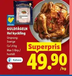 Lidl GULDFÅGELN Hel kyckling erbjuda