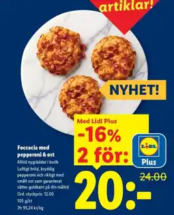 Lidl Foccacia med pepperoni & ost erbjuda