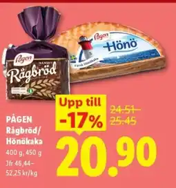Lidl PÅGEN Rågbröd/ Hönökaka erbjuda