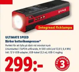 Lidl ULTIMATE SPEED Bärbar batterikompressor erbjuda